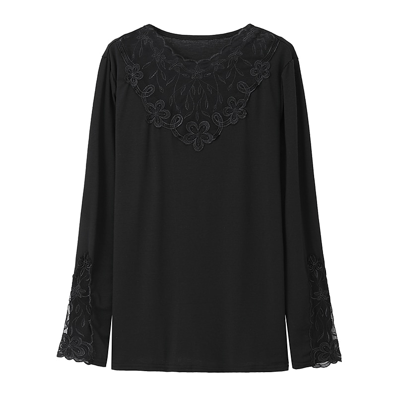 Burgundy Mesh Lace Patchwork Top