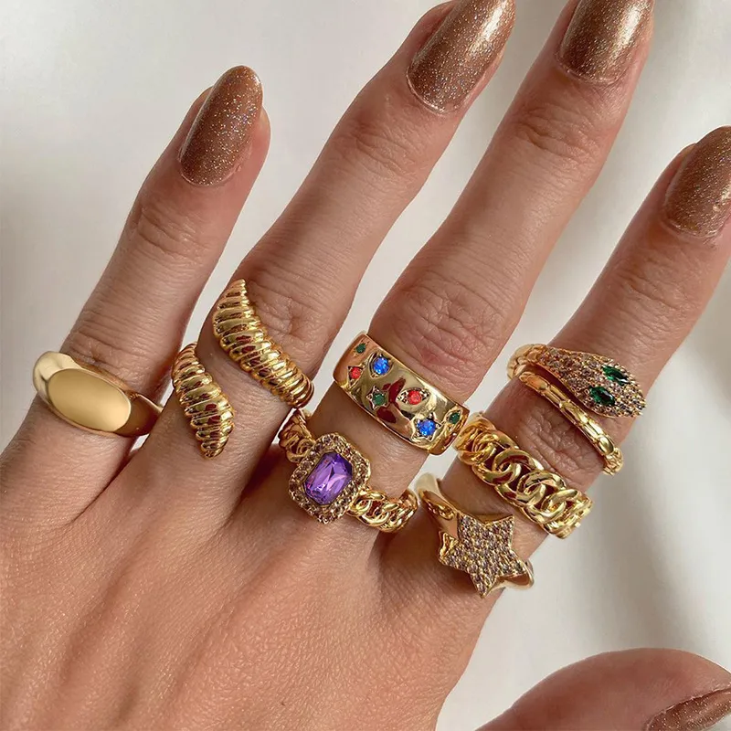 Star Snake Rhinestone Ring
