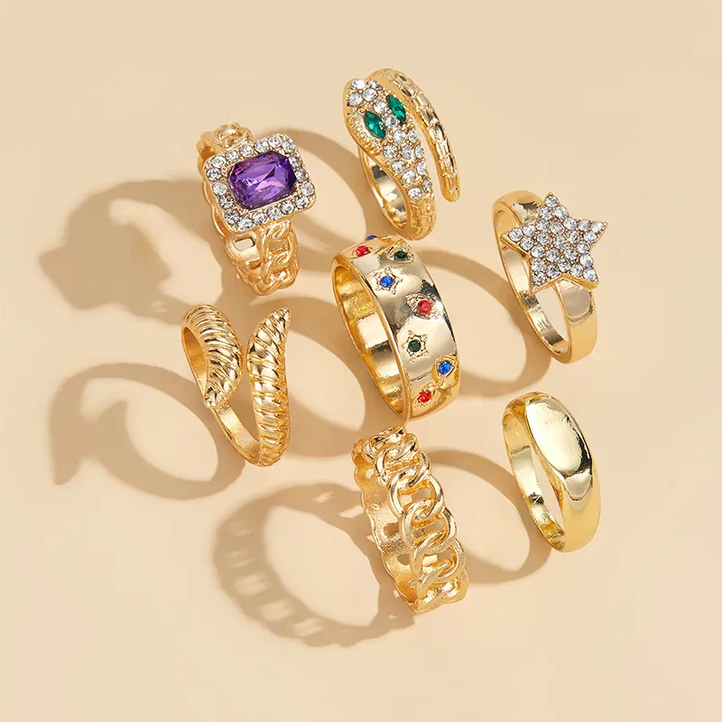 Star Snake Rhinestone Ring