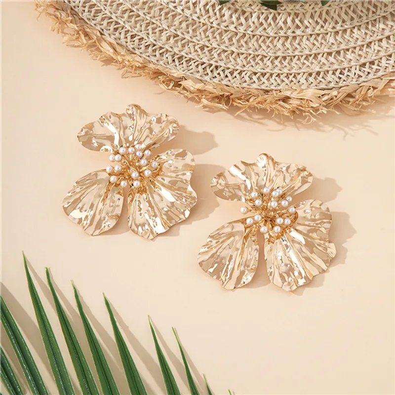 Flower Inlay Pearl Ear Studs