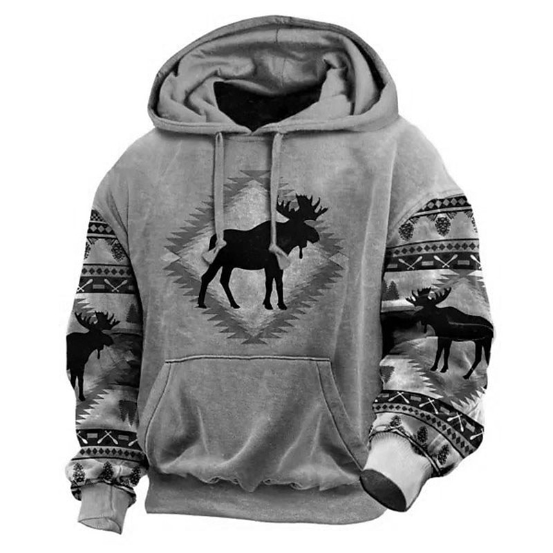 Moose Reindeer 3D Pullover Hoodie